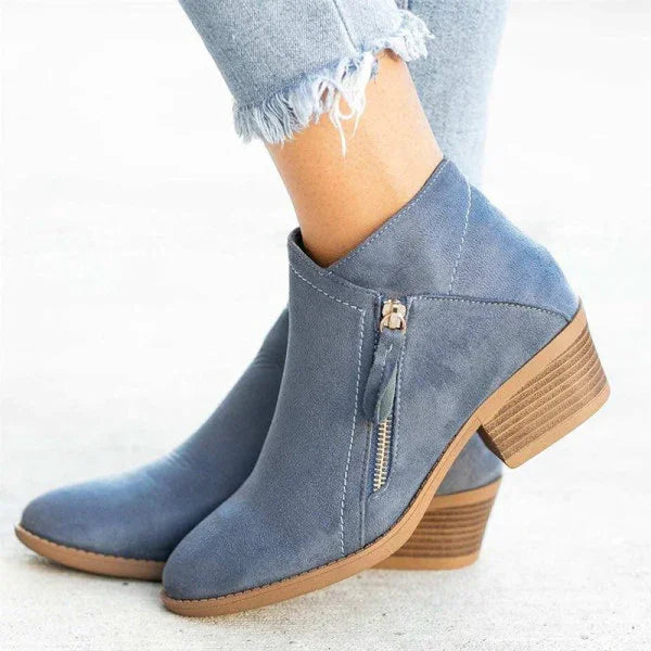 Stiefeletten Damen seitlicher Reißverschluss und Blockabsatz