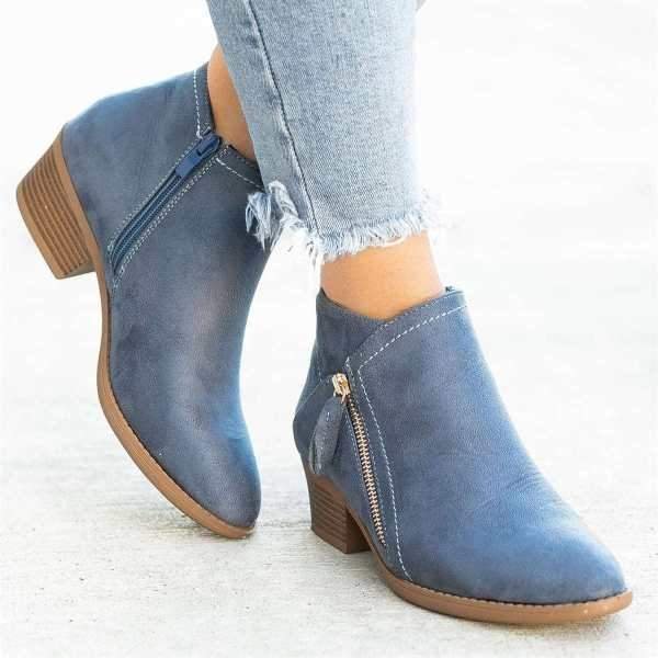 Stiefeletten Damen seitlicher Reißverschluss und Blockabsatz
