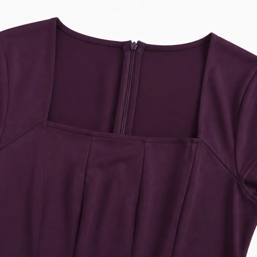 Damen Midikleid mit eckigem Ausschnitt