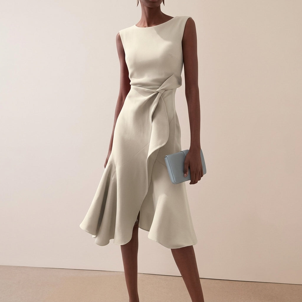 Damen Midikleid mit Drapierung