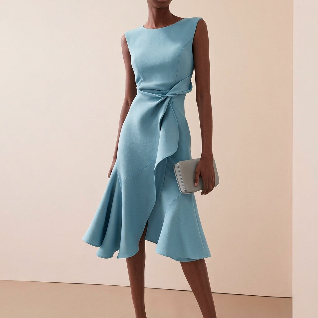 Damen Midikleid mit Drapierung