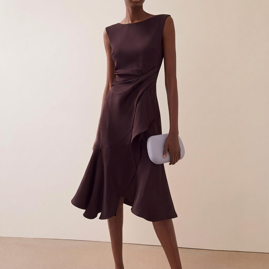 Damen Midikleid mit Drapierung