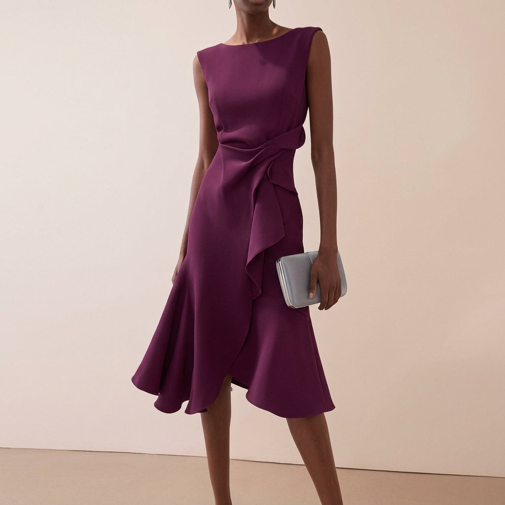 Damen Midikleid mit Drapierung