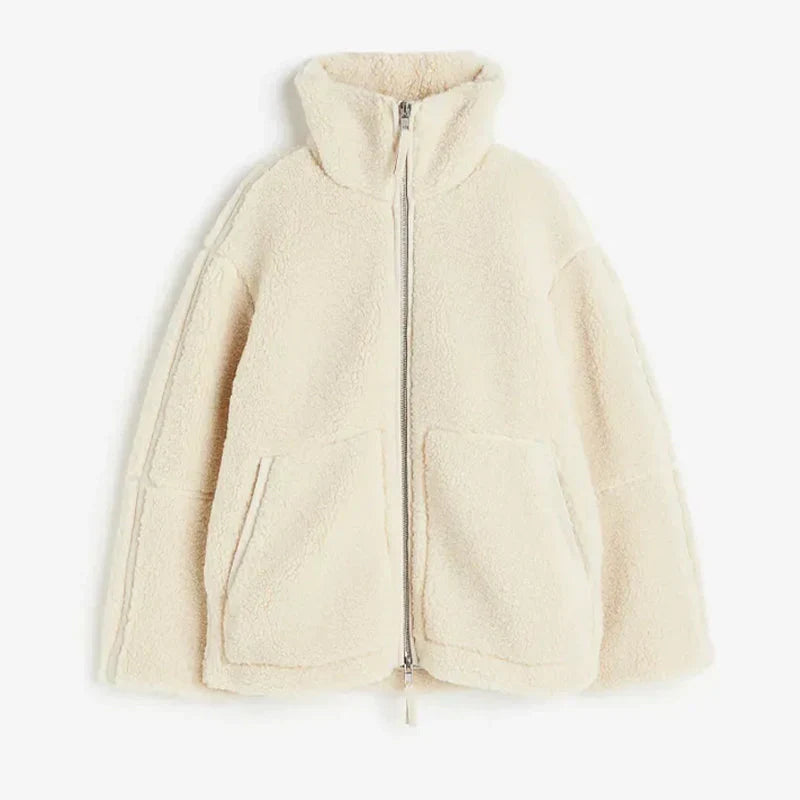 Damen Lammwolljacke mit Stehkragen