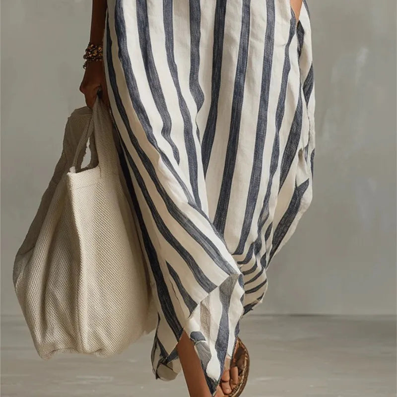 Damen Maxikleid mit Kragen und Taschen