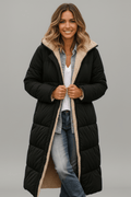 Damen lange Pufferjacke mit Kapuze