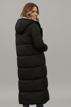 Damen lange Pufferjacke mit Kapuze