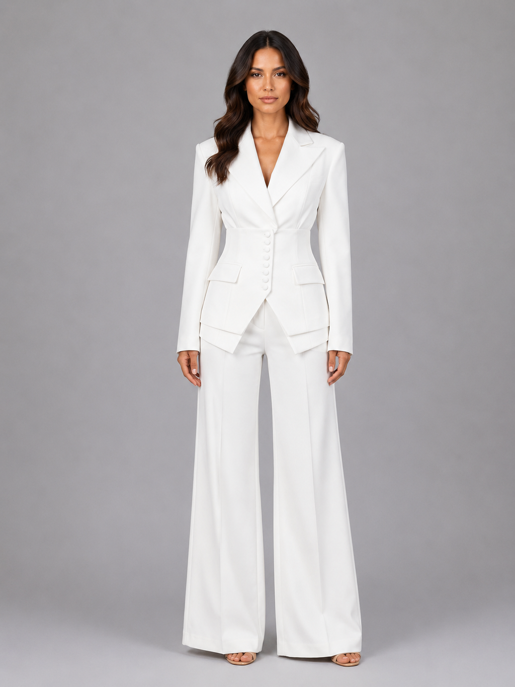Damen Hosenanzug 3 teilig mit Palazzohose