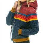 Damen Retro Pufferjacke mit Kapuze