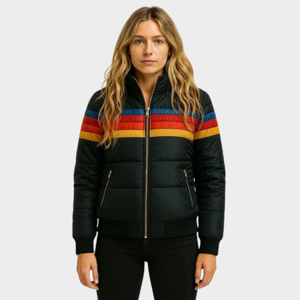 Damen Retro Pufferjacke mit Kapuze