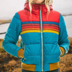 Damen Retro Pufferjacke mit Kapuze