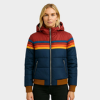 Damen Retro Pufferjacke mit Kapuze