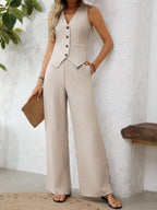 Damen Zweiteiler Set mit Weste und weiter Hose