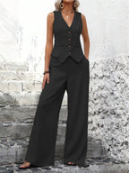 Damen Zweiteiler Set mit Weste und weiter Hose