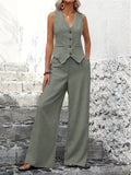 Damen Zweiteiler Set mit Weste und weiter Hose