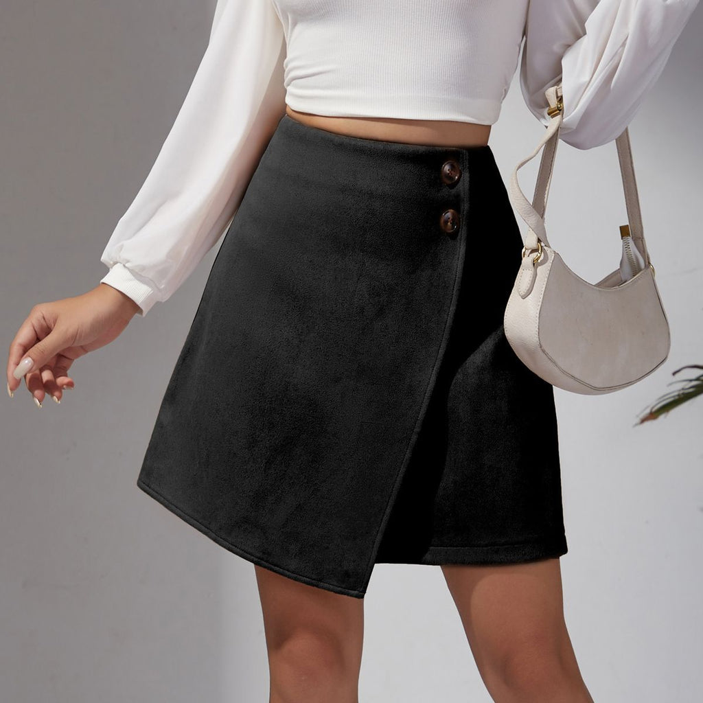 Damen asymmetrischer Rock aus Veloursleder