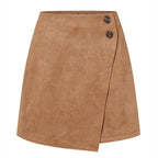 Damen asymmetrischer Rock aus Veloursleder