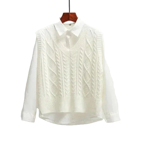 Ärmelloser Strickpullover mit V-Ausschnitt