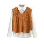 Ärmelloser Strickpullover mit V-Ausschnitt