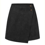 Damen asymmetrischer Rock aus Veloursleder