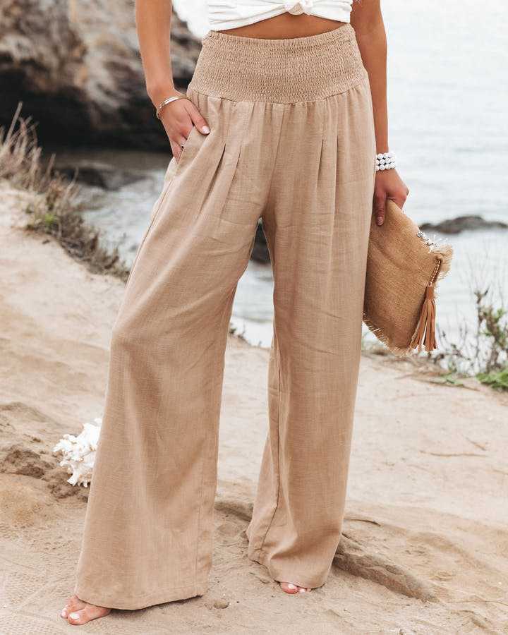 Susan Weite Strandhose mit elastischem Bund – Fließend & Bequem