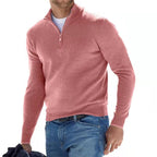 Herren warmer Pullover mit V Ausschnitt und Reissverschluss