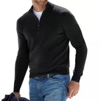 Herren warmer Pullover mit V Ausschnitt und Reissverschluss