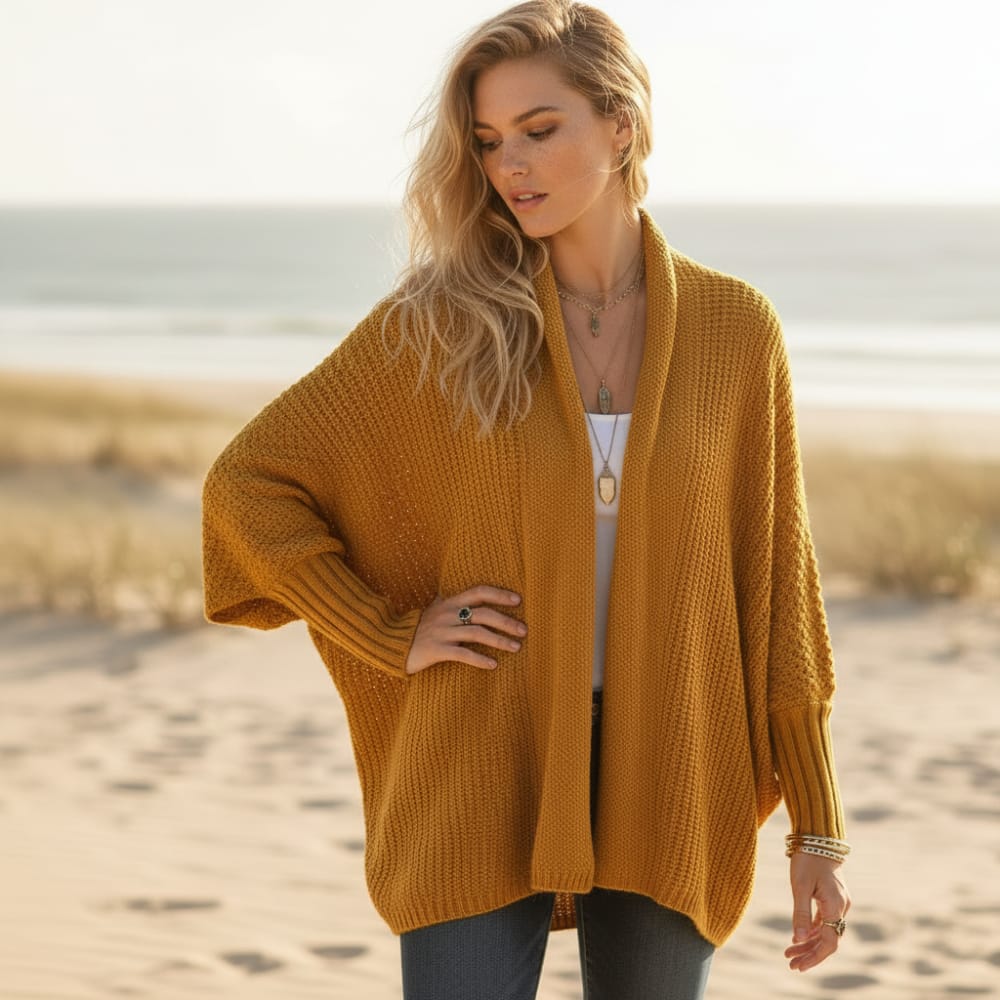 Damen Strickjacke oversize mit Fledermausärmeln