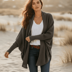 Damen Strickjacke oversize mit Fledermausärmeln