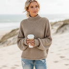 Damen Strickpullover mit Stehkragen