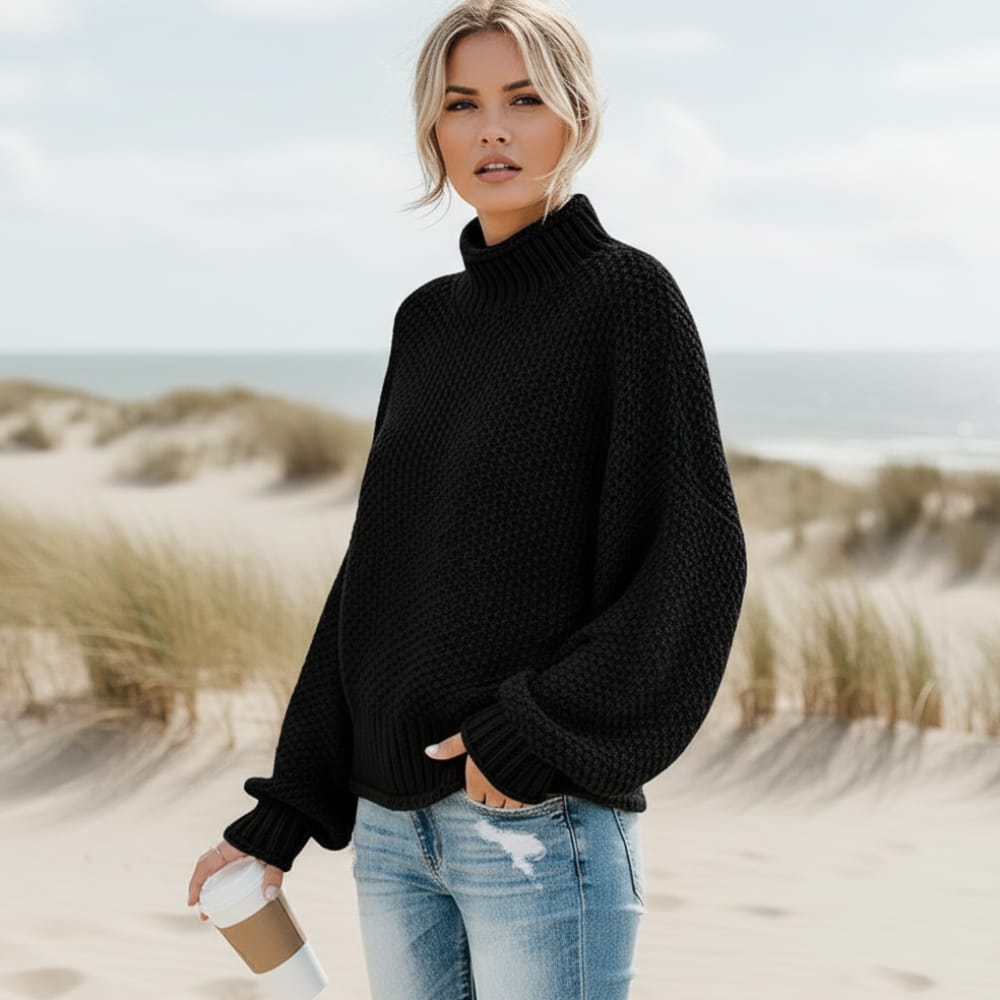 Damen Strickpullover mit Stehkragen