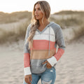 Damen Strickpullover mit Kapuze und Streifen