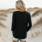 Damen Langarmshirt mit Rundhals und Brusttasche