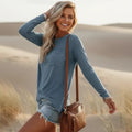 Damen Langarmshirt mit Rundhals und Brusttasche