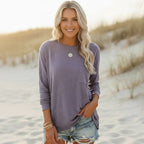 Damen Langarmshirt mit Rundhals und Brusttasche
