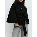 Damen Cape Mantel mit hohem Kragen