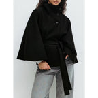 Damen Cape Mantel mit hohem Kragen