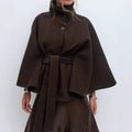 Damen Cape Mantel mit hohem Kragen