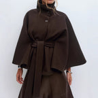 Damen Cape Mantel mit hohem Kragen