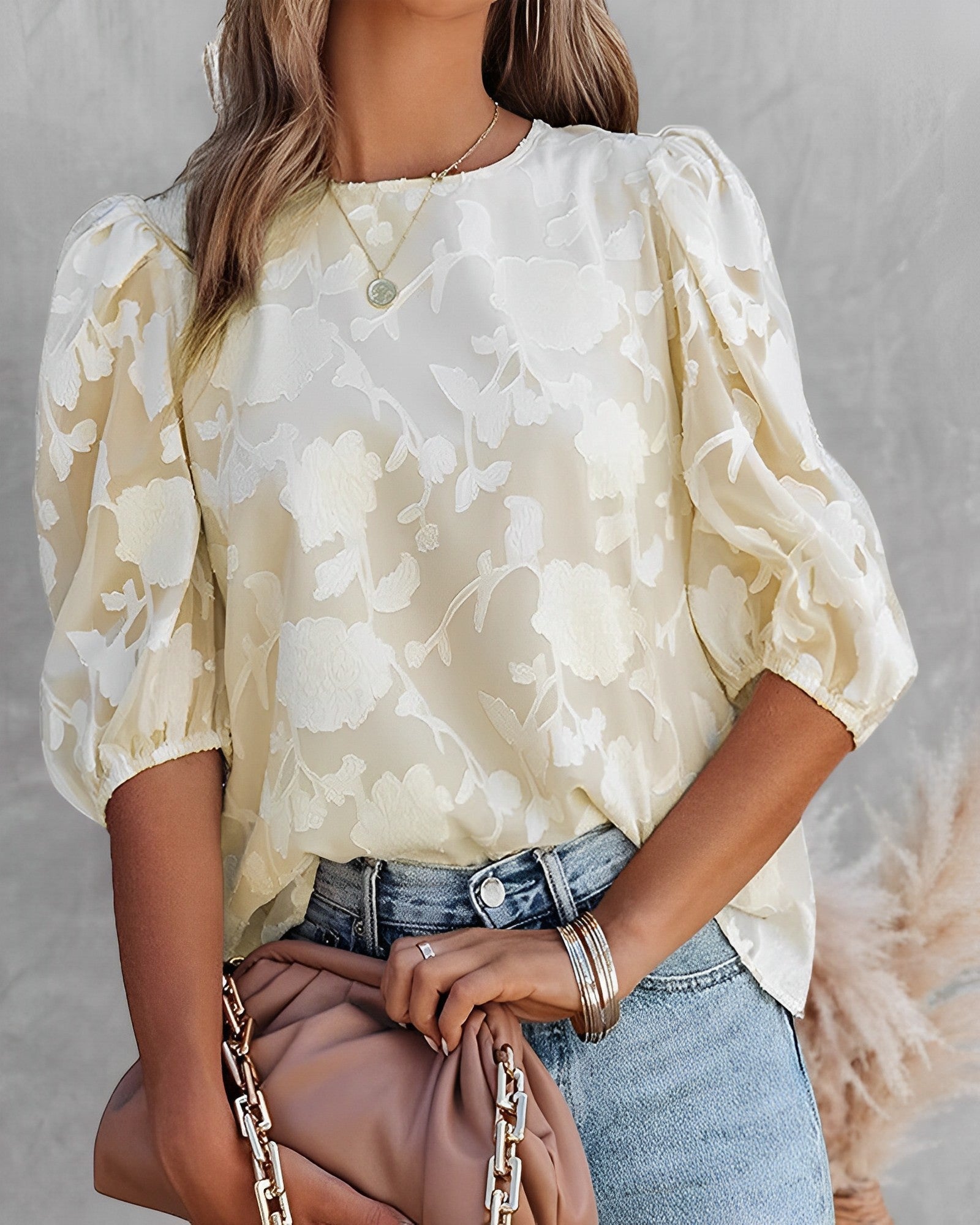 Damen Bluse aus Chiffon mit Blumenmuster