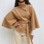 Damen Cape Mantel mit hohem Kragen