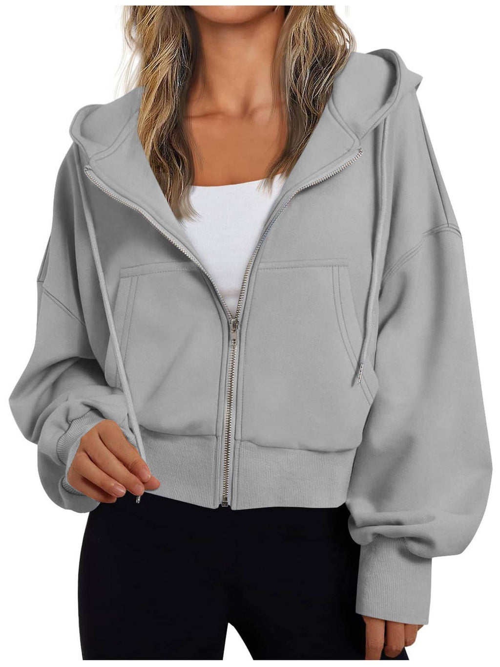 Damen kurzer Hoodie mit Reißverschluss
