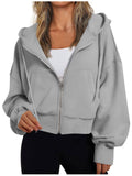 Damen kurzer Hoodie mit Reissverschluss