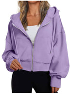 Damen kurzer Hoodie mit Reißverschluss