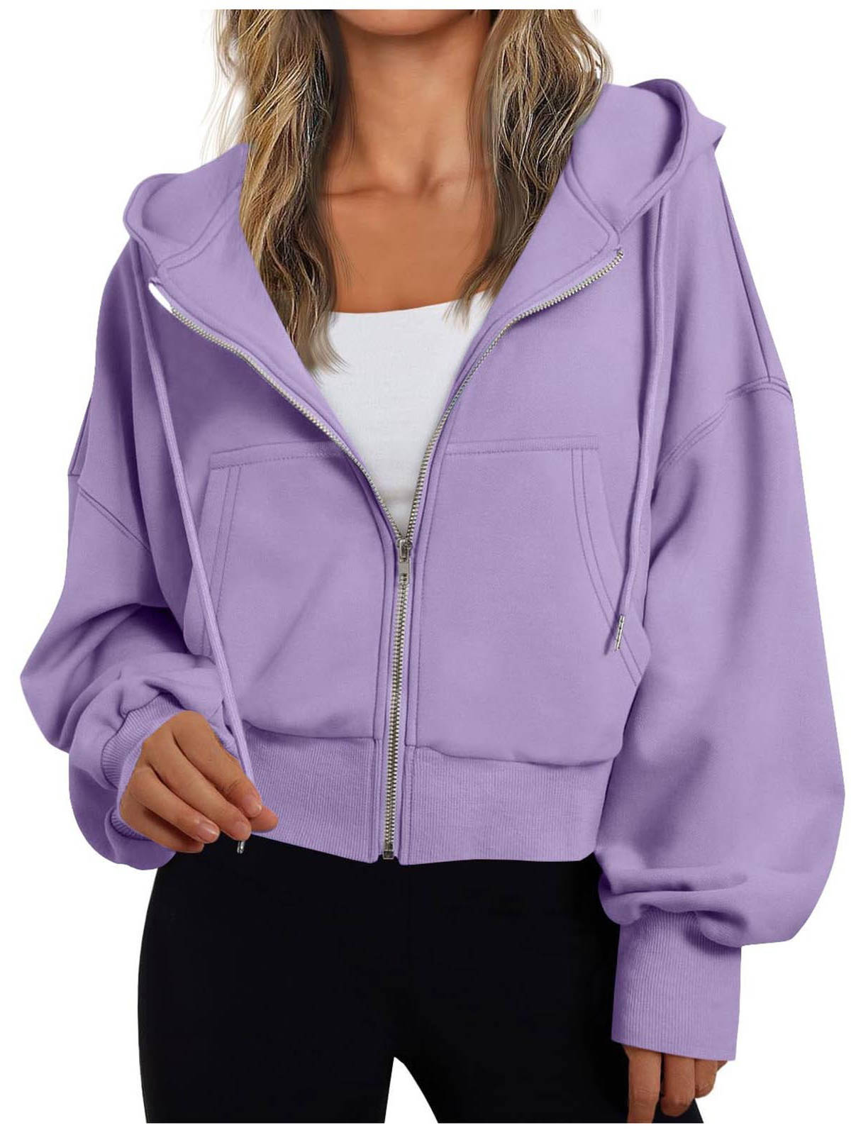 Damen kurzer Hoodie mit Reißverschluss