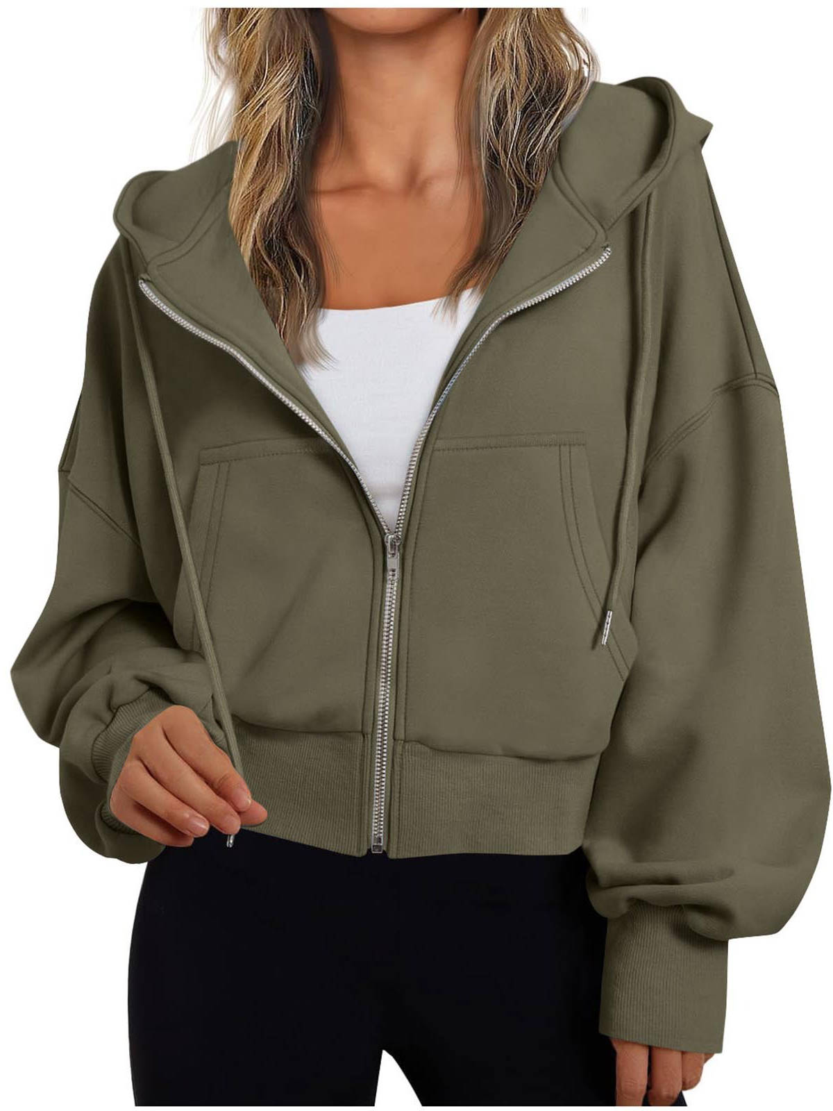 Damen kurzer Hoodie mit Reißverschluss