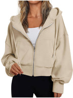 Damen kurzer Hoodie mit Reißverschluss