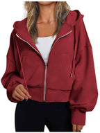 Damen kurzer Hoodie mit Reißverschluss