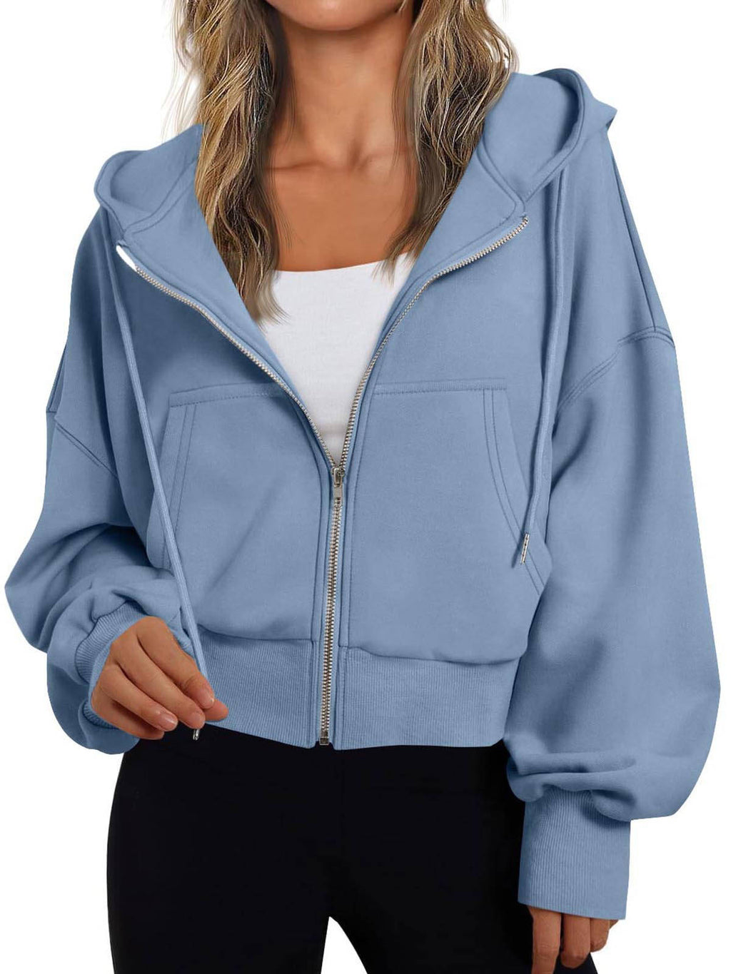 Damen kurzer Hoodie mit Reißverschluss