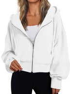Damen kurzer Hoodie mit Reißverschluss